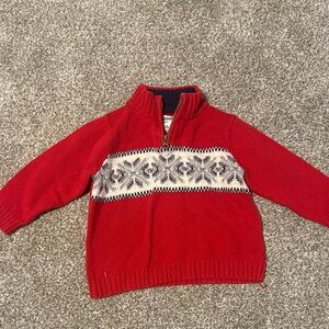 OshKosh B'gosh Red and White Zip Up Sweater